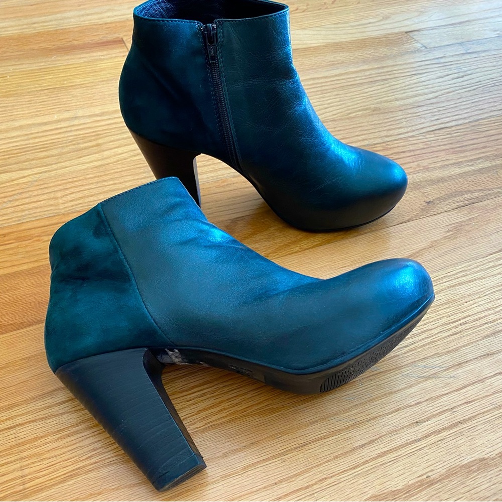 Hidden platform ankle booties, leather, 37.5 EU